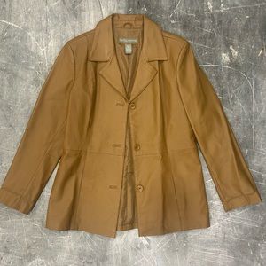 Jessica Holbrook Tan leather Y2K jacket